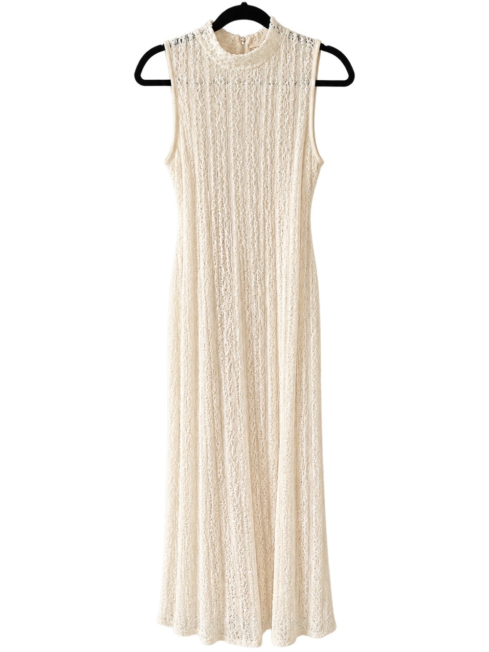 1. STATE Cream Textured Sleeveless Maxi Dress with Nude Slipdress
